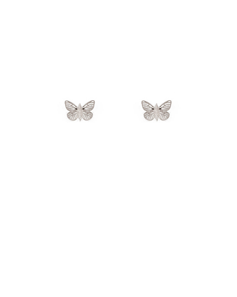 Silver Tone Fine Metal Butterfly Earrings