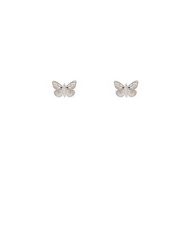 Silver Tone Fine Metal Butterfly Earrings