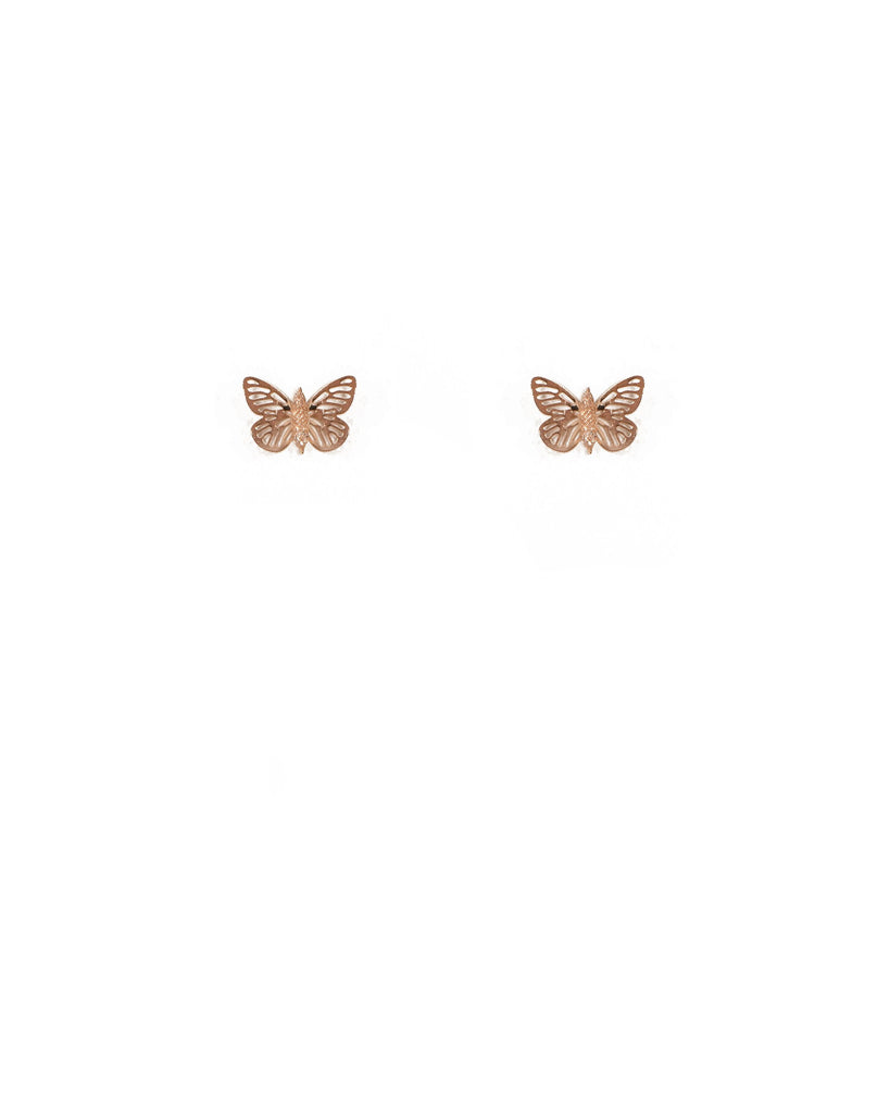 Rose Gold Tone Fine Metal Butterfly Earrings
