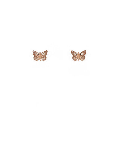 Rose Gold Tone Fine Metal Butterfly Earrings