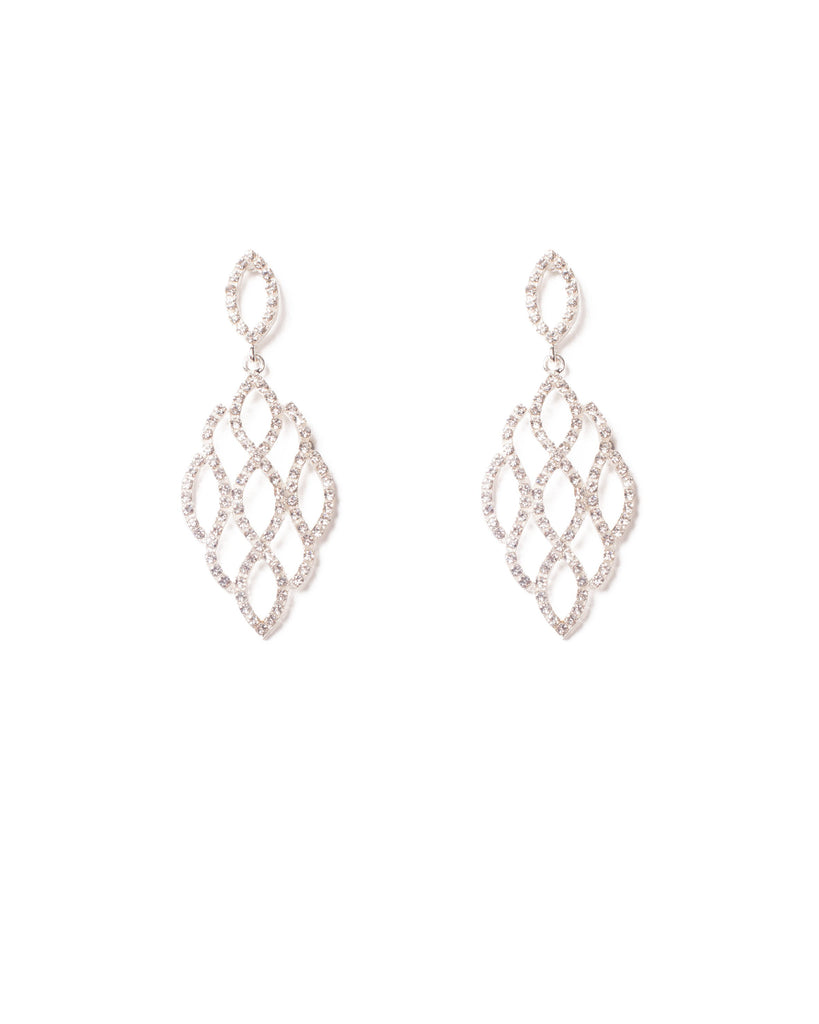 Crystal Silver Tone Diamante Teardrop Statement Earrings