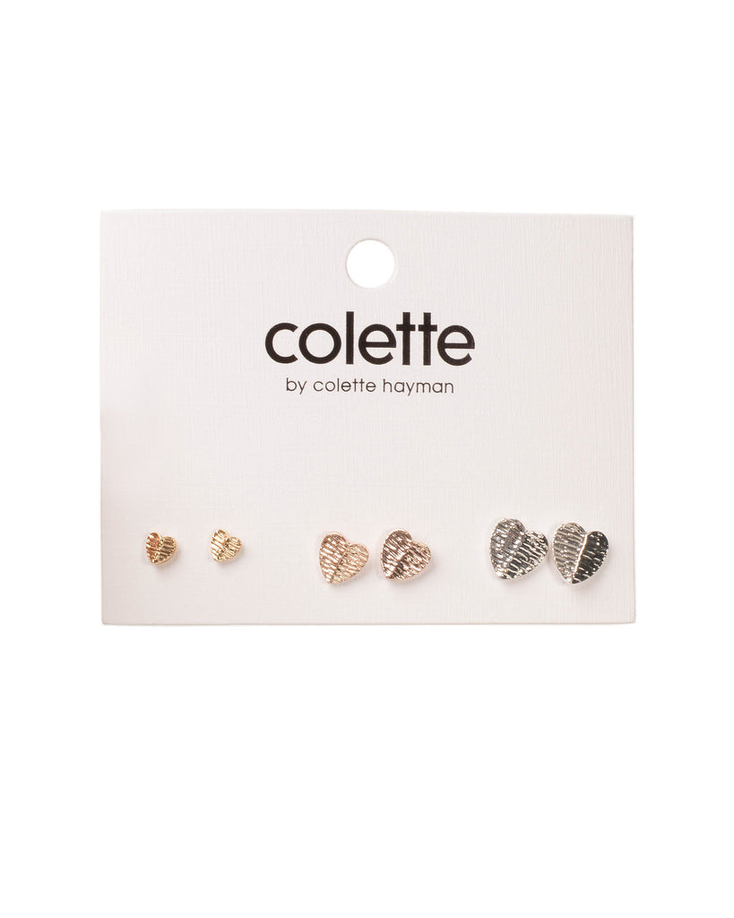 Multi Colour Tone Mini Heart Mixed Metals Earrings Pack