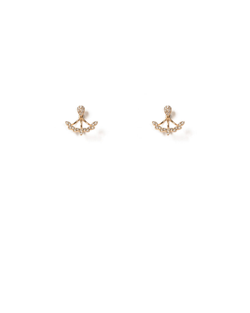 Crystal Gold Tone Diamante Encrusted Stud Earrings