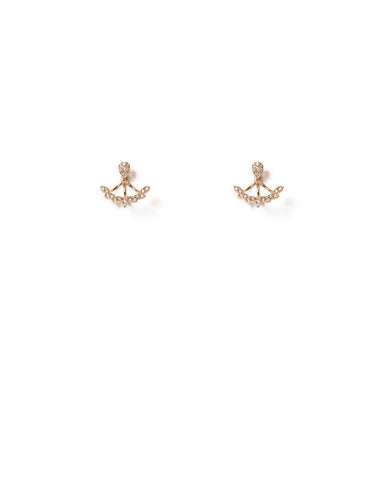 Crystal Gold Tone Diamante Encrusted Stud Earrings