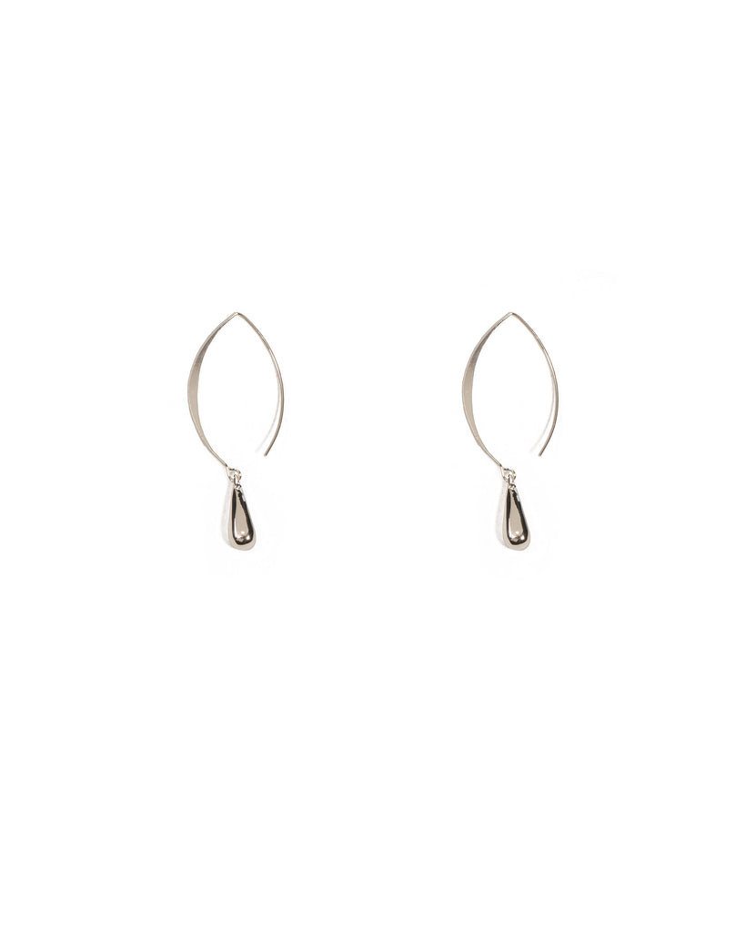 Silver Tone Thread Through Tear Drop Earrings