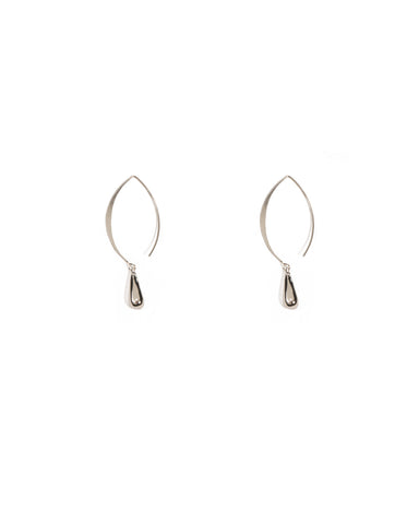 Silver Tone Thread Through Tear Drop Earrings