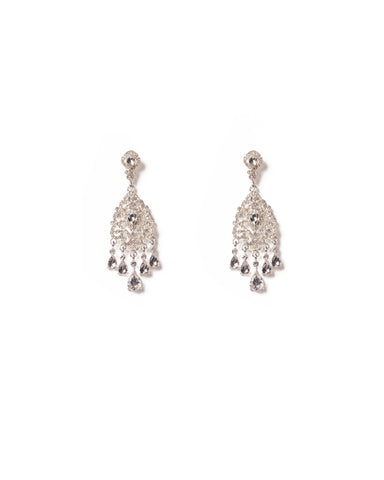 Crystal Silver Tone Diamante Tassel Drop Earrings