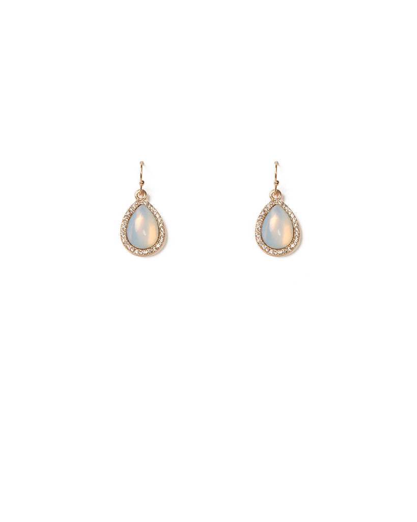 Iridescent Gold Tone Pave Tear Drop Crystal Earrings