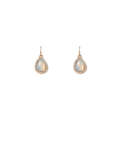 Iridescent Gold Tone Pave Tear Drop Crystal Earrings