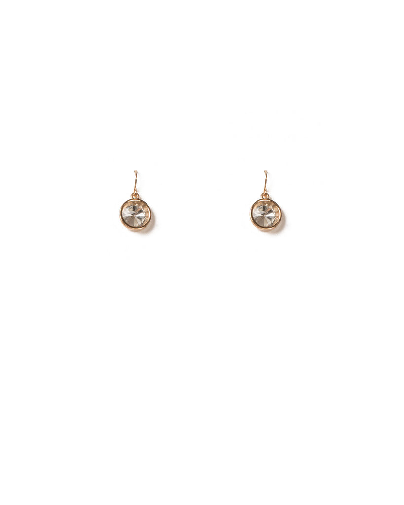 Crystal Gold Tone Simple Crystal Drop Hook Earrings