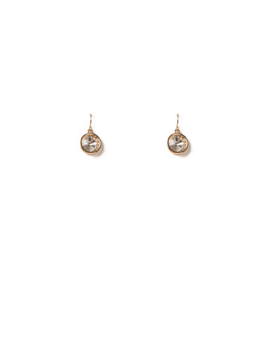 Crystal Gold Tone Simple Crystal Drop Hook Earrings