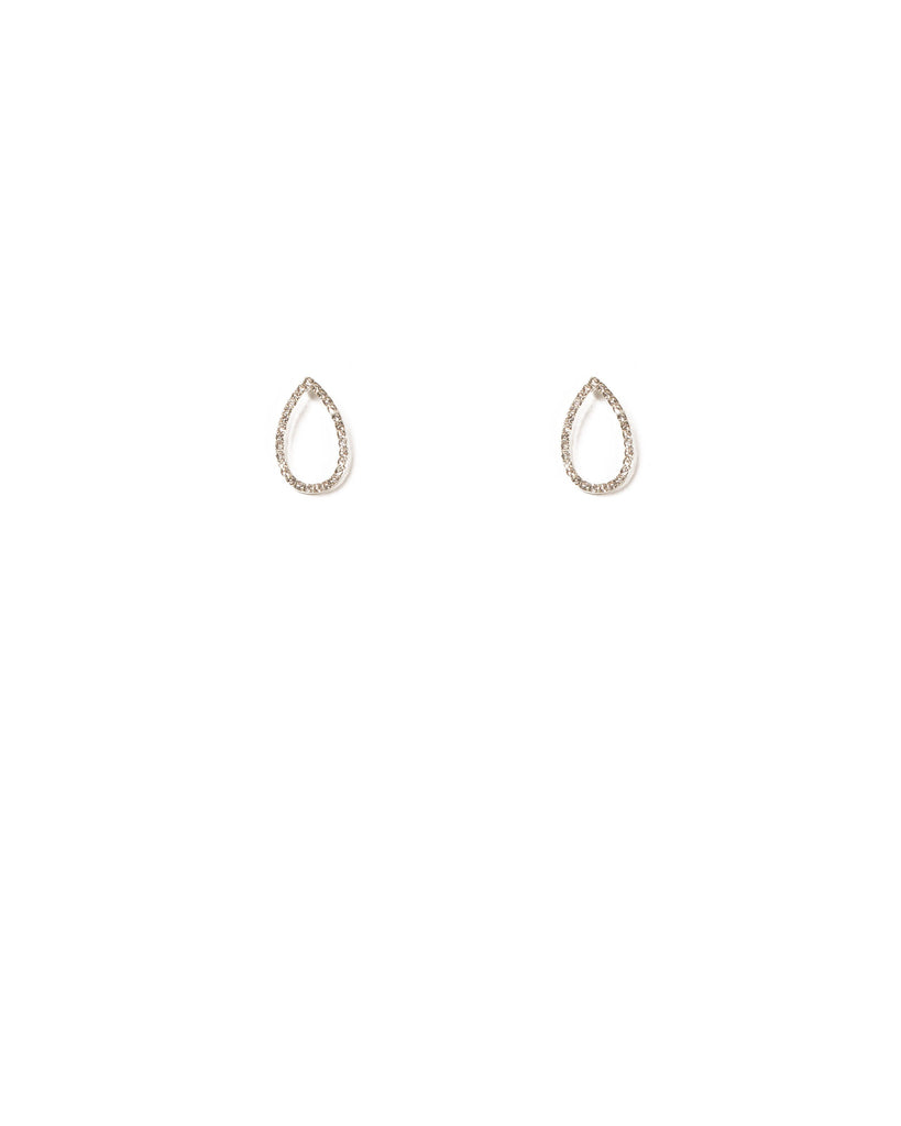 Crystal Silver Tone Pave Tear Drop Earrings