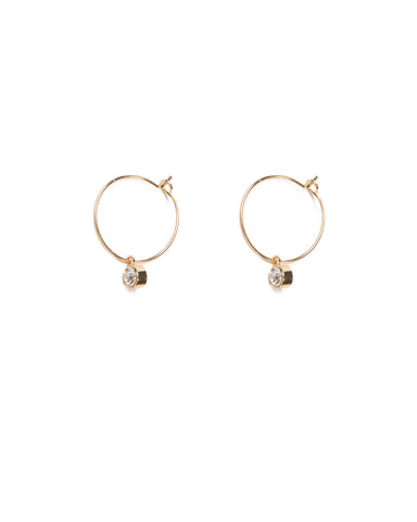Crystal Gold Tone Oval Fine Hoop With Crystal Pendant