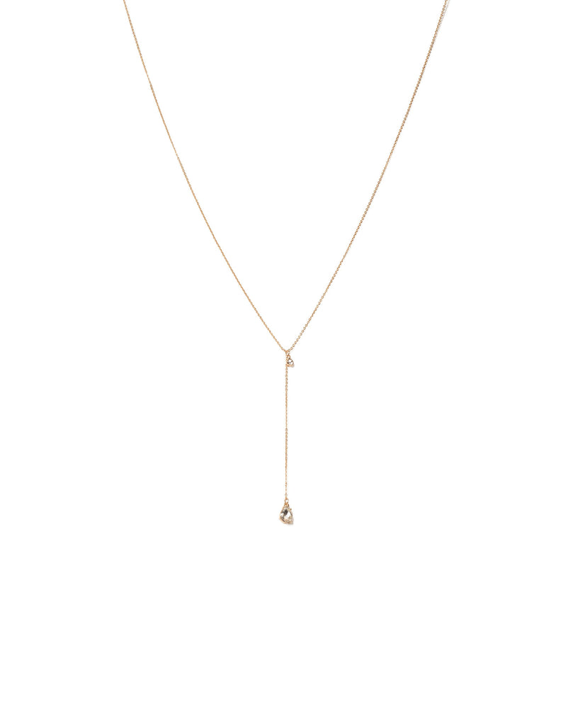 Crystal Gold Tone Long Chain Crystal Lariat Necklace