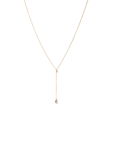 Crystal Gold Tone Long Chain Crystal Lariat Necklace