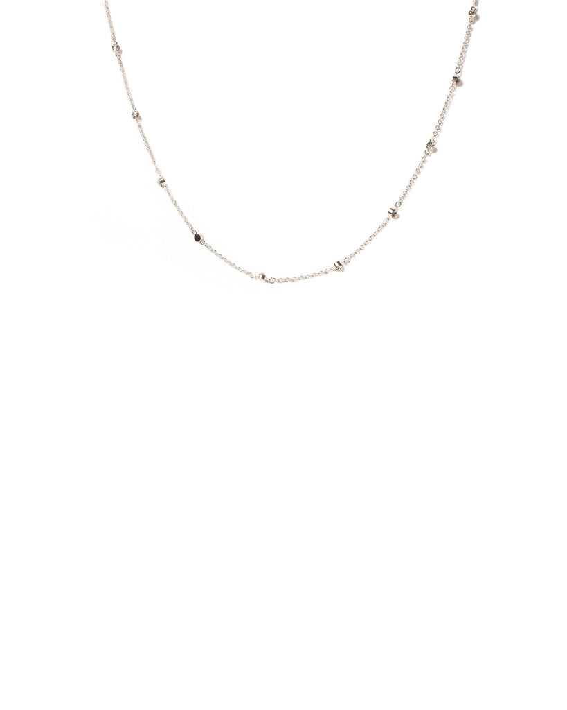 Crystal Silver Tone Fine Chain Crystal Pendant Necklace