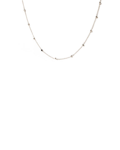 Crystal Silver Tone Fine Chain Crystal Pendant Necklace