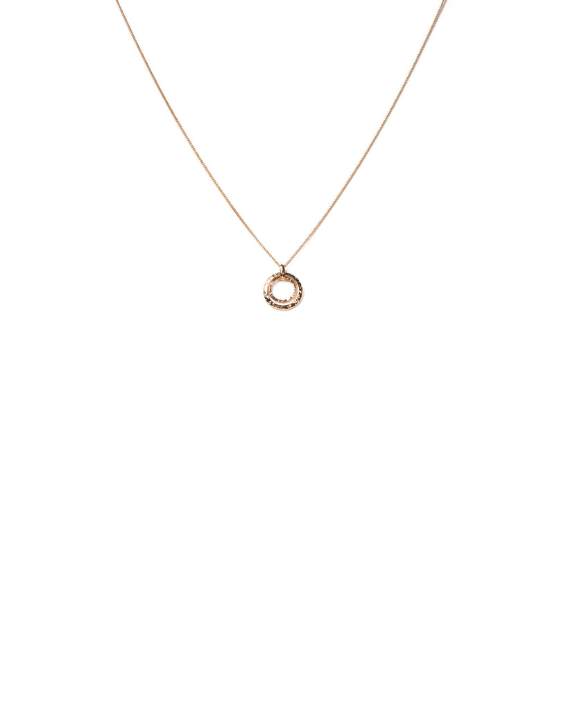 Gold Tone 2 Hammered Discs Pendant Necklace