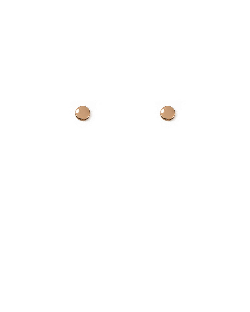 Gold Tone Round Flat Metal Stud Earrings