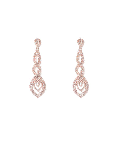 Crystal Rose Gold Tone Diamante Looped Statement Earrings