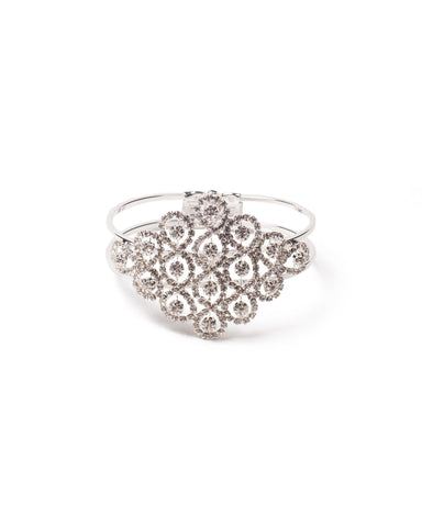 Crystal Silver Tone Patterned Clasp Cuff Wristwear