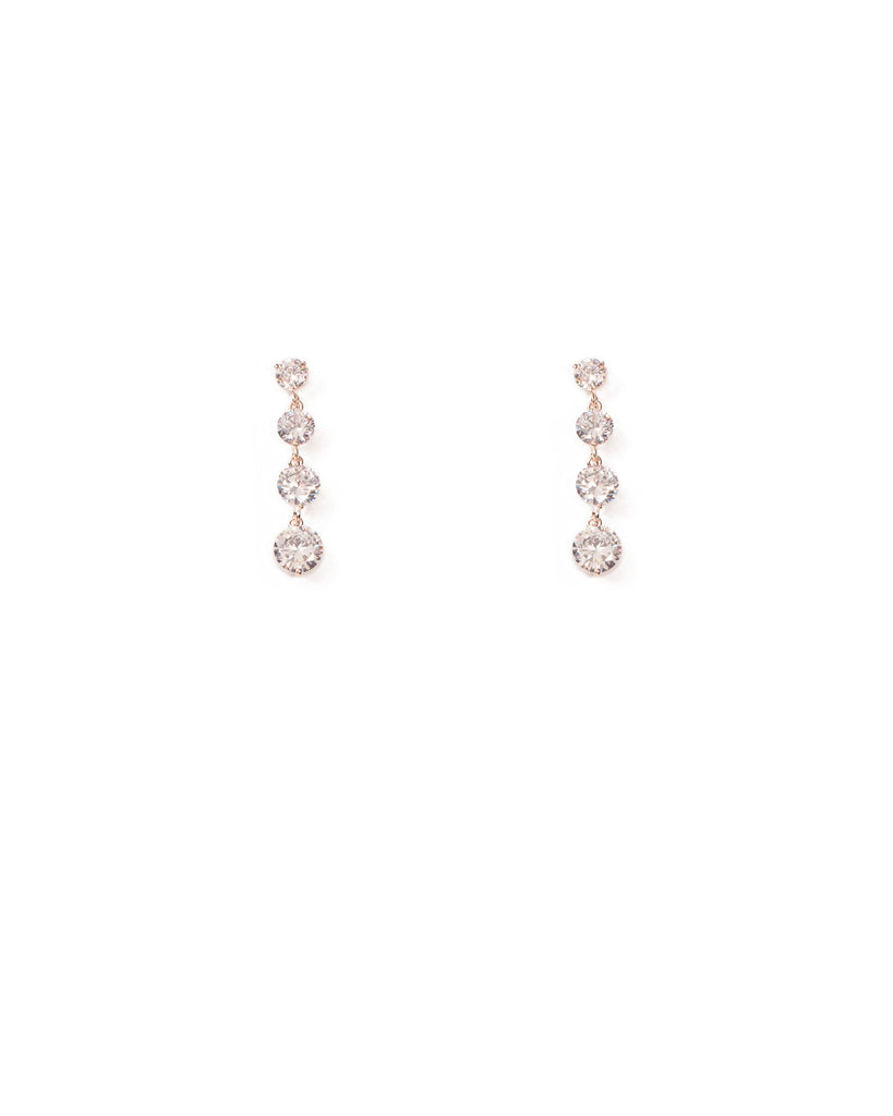 Crystal Rose Gold Tone Statement One Drop Earrings