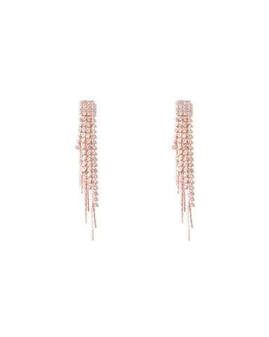 Crystal Rose Gold Tone Mixed Metal Cup Chain Earrings