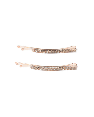 Crystal Fine Diamante Hair Pin Pack With Rose Gold Hardware