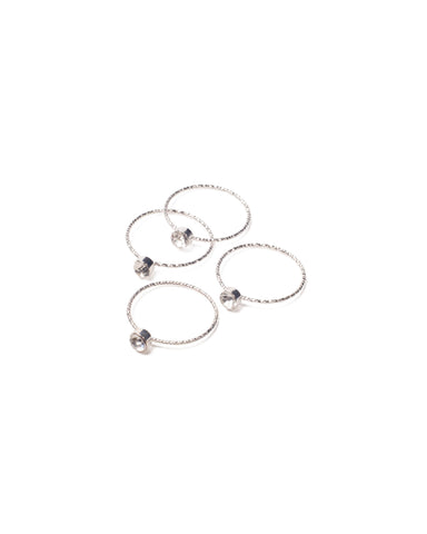 Crystal Silver Tone Thin Band Crystal Ring Pack - Large