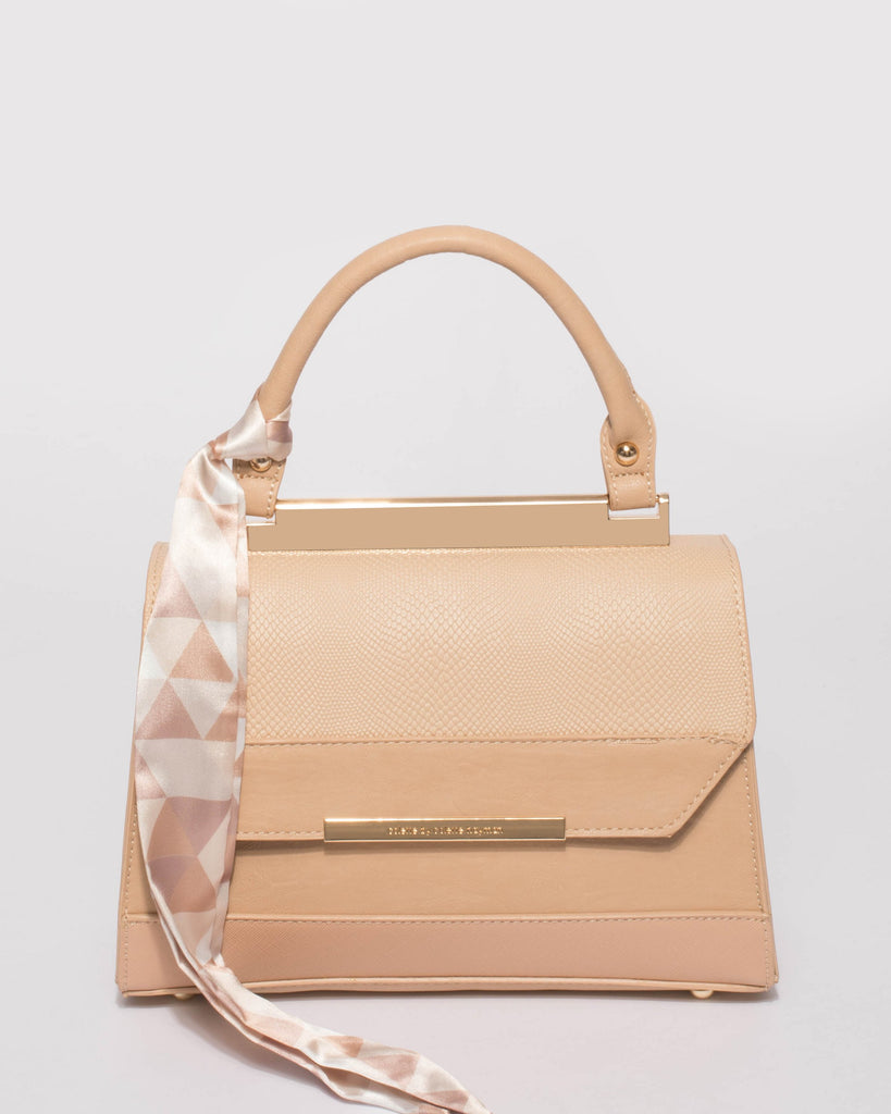 Natural Renee Top Handle Mini Bag With Gold Hardware