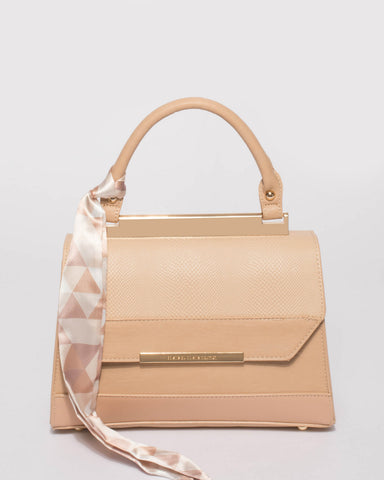 Natural Renee Top Handle Mini Bag With Gold Hardware