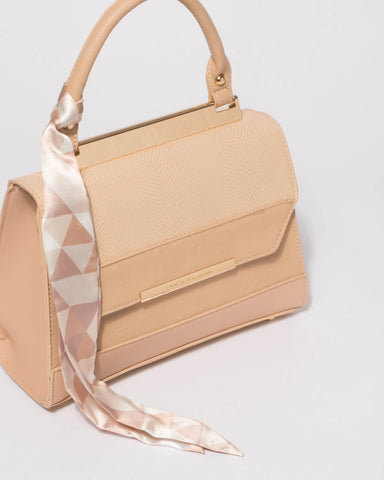 Natural Renee Top Handle Mini Bag With Gold Hardware