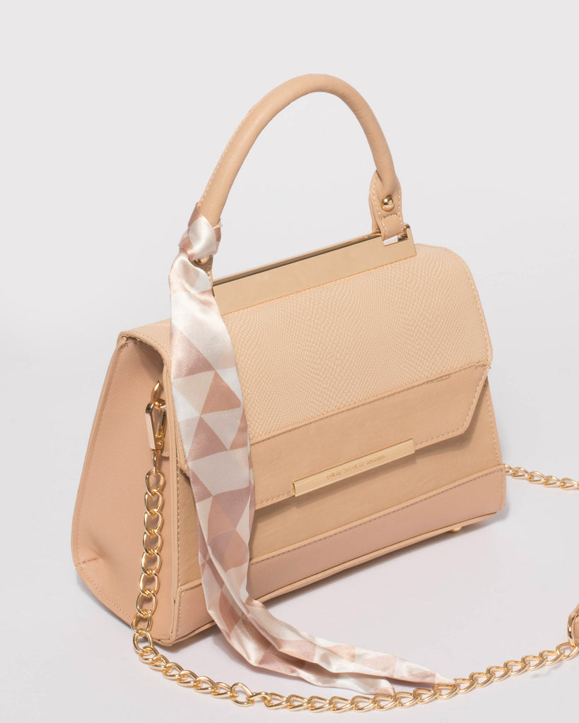 Natural Renee Top Handle Mini Bag With Gold Hardware
