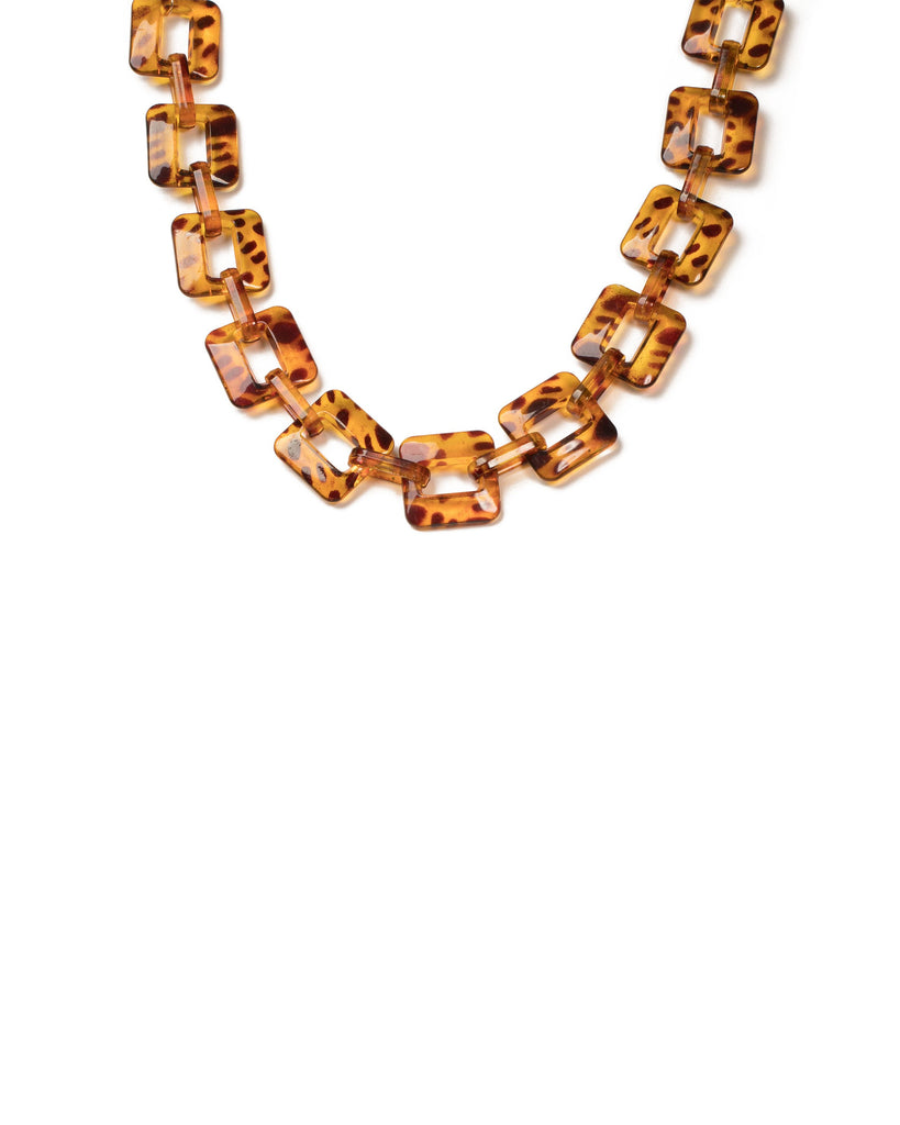 Tortoise Shell Gold Tone Chunky Chain Link Necklace