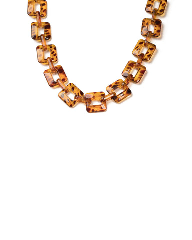 Tortoise Shell Gold Tone Chunky Chain Link Necklace