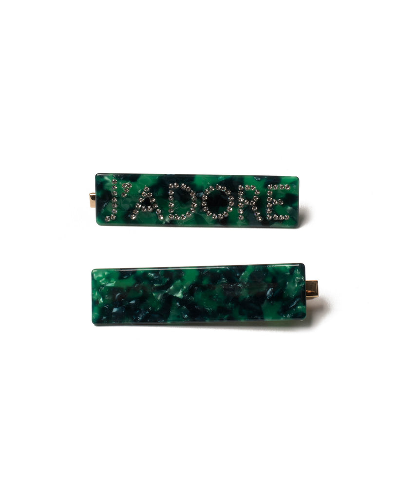 Green Statement Text Hair Clip Pack