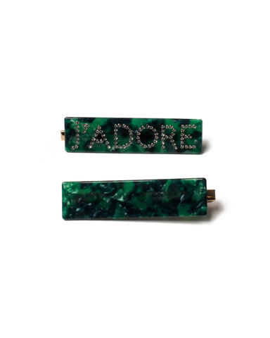 Green Statement Text Hair Clip Pack