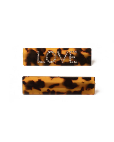 Brown Statement Text Hair Clip Pack