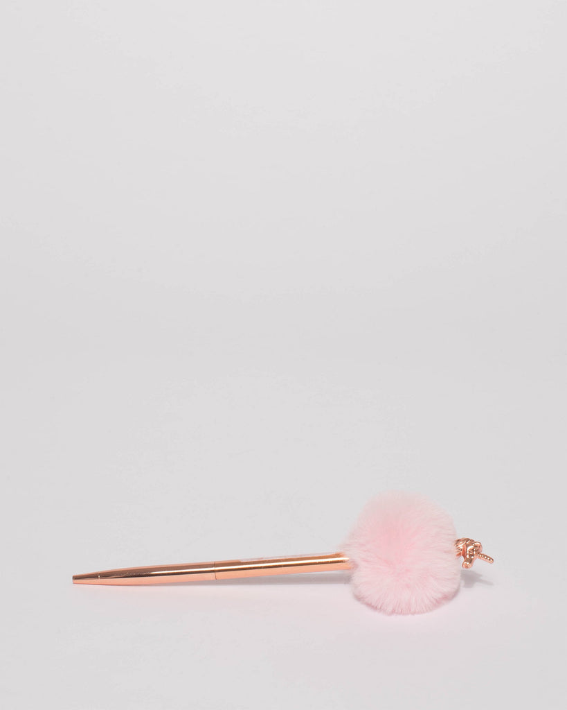 Pink Unicorn Pom Pom Pen