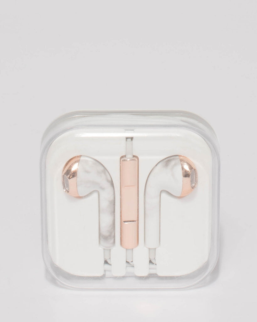 Rose Gold Marble Earphones