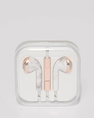 Rose Gold Marble Earphones