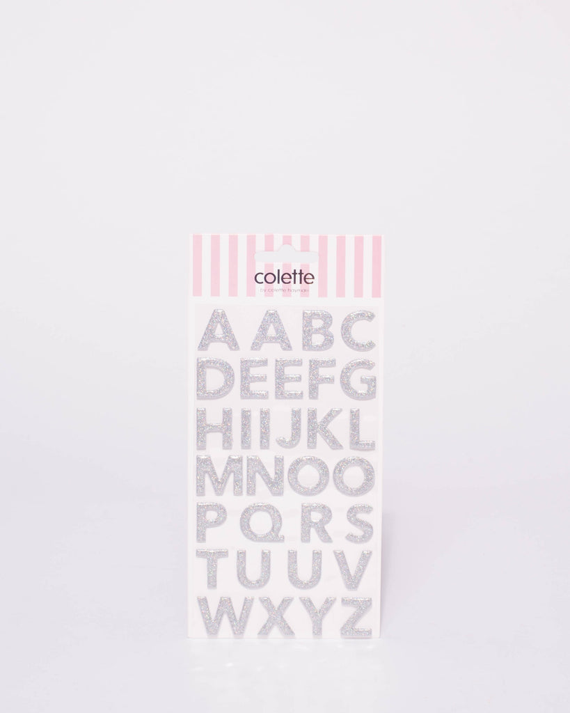 Silver Glitter Alphabet Puffy Stickers