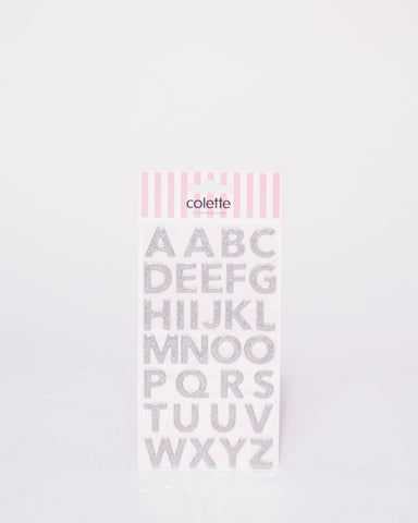 Silver Glitter Alphabet Puffy Stickers