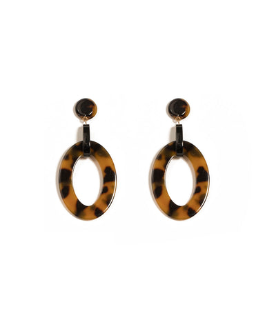 Brown Gold Tone Large Linked Drop Statement Earrings
