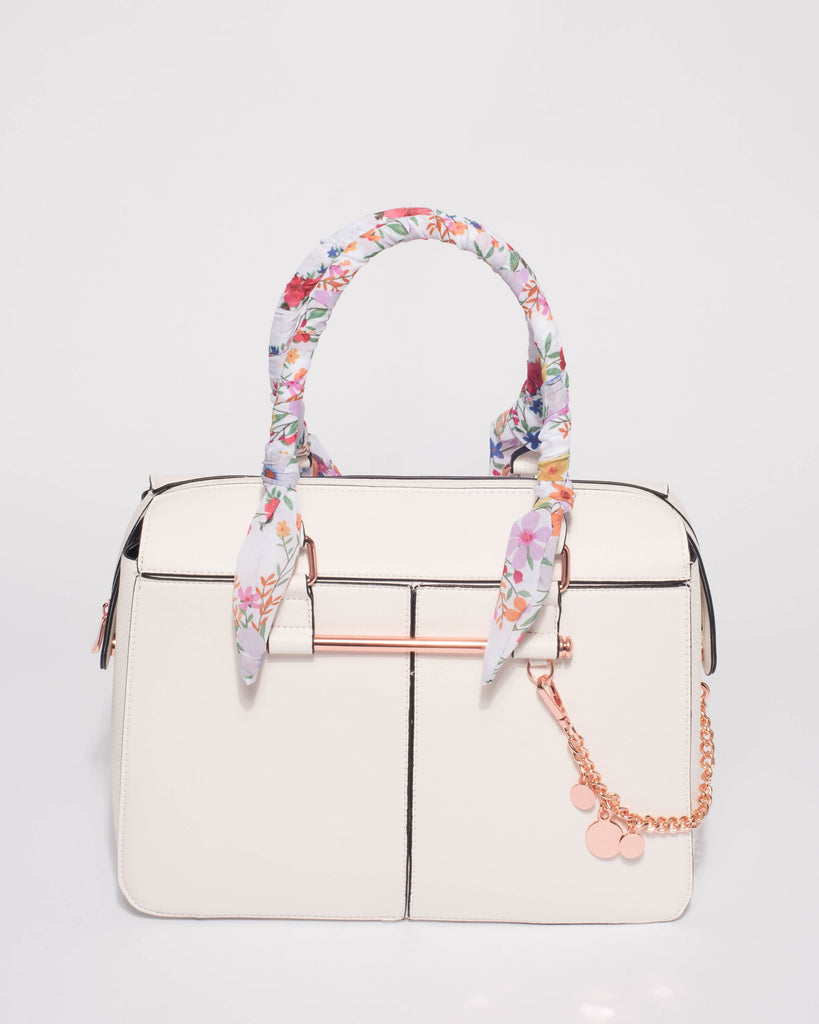 White Natasha Charm Tote Bag