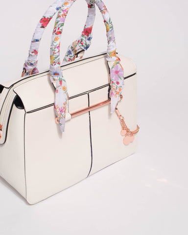 White Natasha Charm Tote Bag