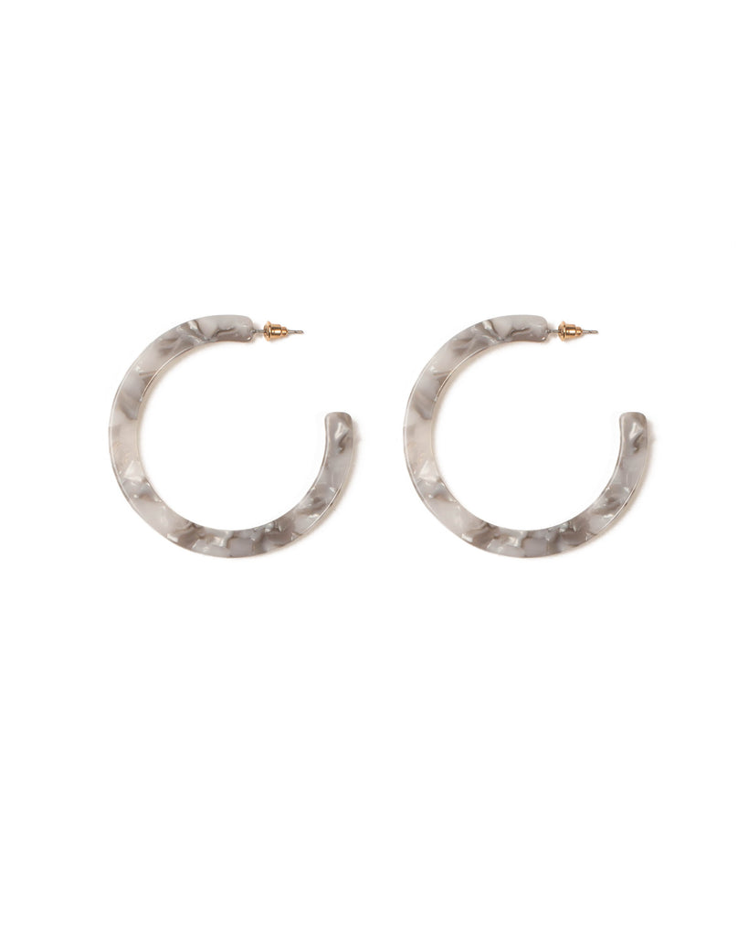 Grey Gold Tone Oval Tortoise Earrings