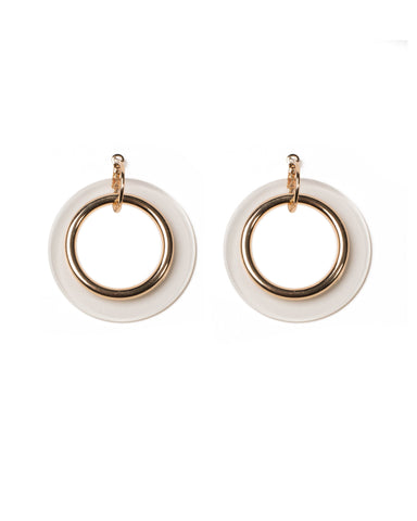 Transparent Gold Tone Clear And Metal Hoop Drop Earrings