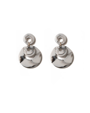 Grey Gold Tone Multi Acrylic Disc Drop Earrings