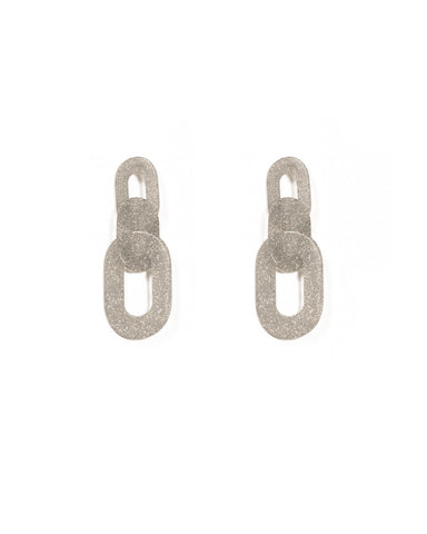 Glitter Silver Tone Glitter Chain Link Drop Earrings